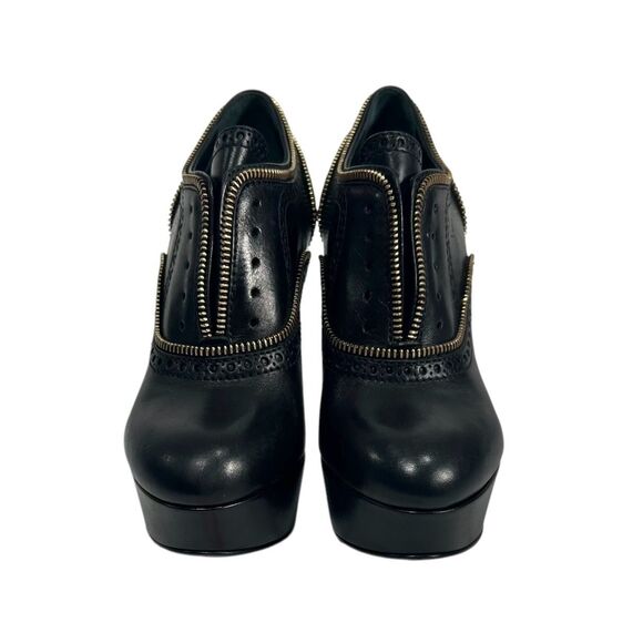 Louis Vuitton Platform Heels Size 6 Zipper Trim Pump Black Leather Authentic w s - Picture 10 of 12